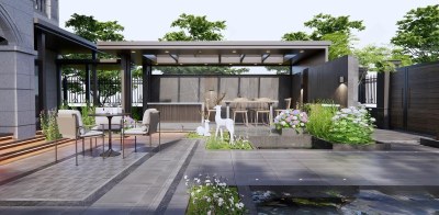 现代居家庭院3D模型下载